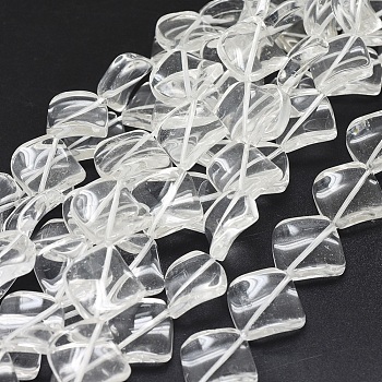 Natural Quartz Crystal Bead Strands, Twisted, Rhombus, 16~16.5x16~16.5x4~5mm, Hole: 0.8mm, about 25pcs/strand, 15.35 inch