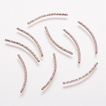 Rack Plating Brass Tube Beads, Long-Lasting Plated, Rose Gold, 29.5x1.5mm, Hole: 0.5mm