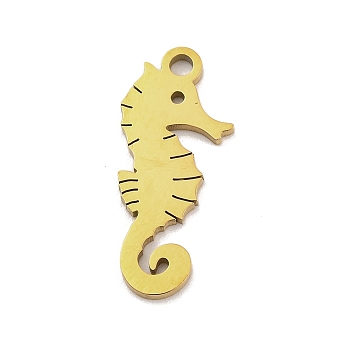 201 Stainless Steel Pendants, Laser Cut, Sea Animal Charm, Golden, Sea Horse, 18.5x8x1mm, Hole: 1.5mm