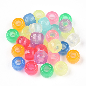 Transparent Luminous Acrylic Beads, Pony Beads, Glow in the Dark, Rondelle, Mixed Color, 9x6mm, Hole: 3.8mm