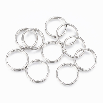 304 Stainless Steel Split Rings, Double Loops Jump Rings, Stainless Steel Color, 10x1.5mm, about 8.5mm inner diameter