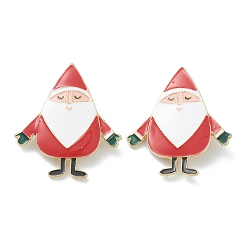 Christmas Themed Alloy Enamel Brooches, Enamel Pin, with Clutches, Santa Claus, Colorful, 39x34.5x7mm, Pin: 0.7mm