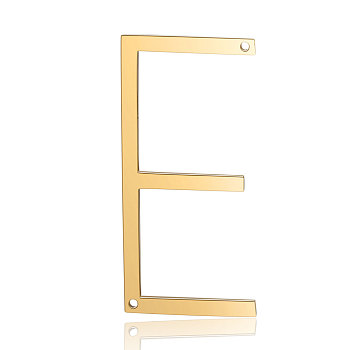 201 Stainless Steel Links connectors, Letter, Golden, Letter.E, 37x18x1mm, Hole: 1mm
