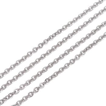 304 Stainless Steel Rolo Chains, Belcher Chain, Soldered, with Spool, Stainless Steel Color, 3x2.5x0.5mm, about 82.02 Feet(25m)/roll