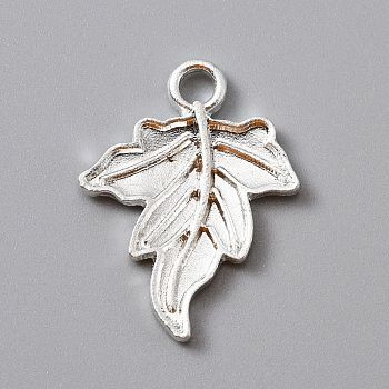 Autumn Theme Alloy Cabochon Setting Pendants for Enamel, Maple Leaf, Silver, 25~25.5x19.5x2mm, Hole: 2.7mm