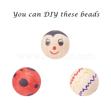 Unfinished Natural Wood Beads Spacer Craft Beads for DIY Macrame Rosary Jewelry(X-WOOD-S651-25mm-LF)-5