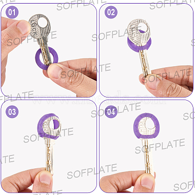 64Pcs PVC Plastic Nonslip Waterproof Reusable Key Sleeve(AJEW-SP0002-72B)-4