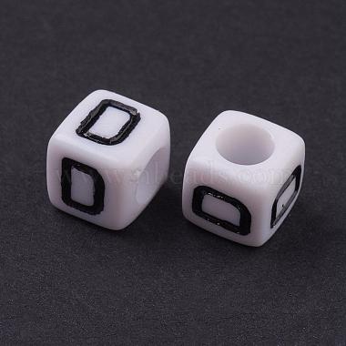 White Letter D Cube Acrylic Beads(X-PL37C9308-D)-2