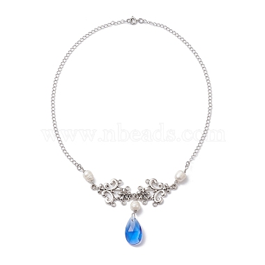 Pearl & Glass Pendant Necklaces(NJEW-JN04669)-4