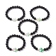 Natural Lava Rock Round Beaded Stretch Bracelets(BJEW-JB10207)-1