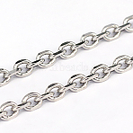 Non-Tarnish 304 Stainless Steel Cable Chains, Diamond Cut Chains, Unwelded, Faceted, Oval, Stainless Steel Color, 1.2mm, Link: 4.5x1.2x5.6mm(X-CHS-L001-68-1.2mm)