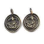 Brass Pendants, Oval with Lord Ganesha Charms, Cadmium Free & Lead Free, Antique Bronze, 14x12.5x3mm, Hole: 4mm, Jump Ring: 6x1mm(KK-D224-09AB)