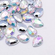 Imitation Taiwan Acrylic Rhinestone Cabochons, Pointed Back & Faceted, teardrop, Clear AB, AB Color, 30x20x7.5mm, about 100pcs/bag(GACR-A017-20x30mm-17)
