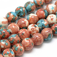 Synthetic Ocean White Jade Beads Strands, Dyed, Round, Tomato, 10~11mm, Hole: 1.5mm, about 38pcs/strand, 16.3 inch(G-S252-10mm-06)
