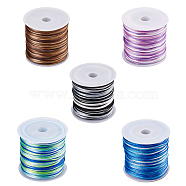 SUPERFINDINGS 5 Rolls 5 Colors Segment Dyed Nylon Thread Cord, Rattail Satin Cord, for DIY Jewelry Making, Chinese Knot, Mixed Color, 1mm, about 50 yards/roll, 1 roll/color(NWIR-FH0001-04A)