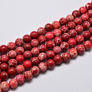 Natural Imperial Jasper Beads Strands, Round, Dyed, Dark Red, 10mm, Hole: 1mm, about 38pcs/strand, 15 inch(G-I122-10mm-04)