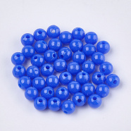 Opaque Plastic Beads, Round, Blue, 6x5.5mm, Hole: 1.8mm, about 4790pcs/500g(KY-T005-6mm-615)