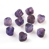 Natural Amethyst European Beads, Large Hole Beads, Heart, 13~14x13~14x9~10mm, Hole: 5.5~6mm(X-G-F580-C02)