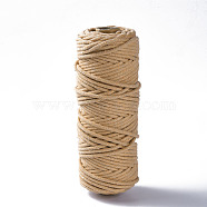 Cotton String Threads, Macrame Cord, Decorative String Threads, for DIY Crafts, Gift Wrapping and Jewelry Making, BurlyWood, 3mm, about 54.68 yards(50m)/roll(OCOR-T001-01-11)