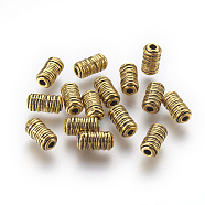 Tibetan Style Alloy Beads, Antique Golden Color, Lead Free & Nickel Free & Cadmium Free, Size: about 6mm wide, 11mm long, hole: 2.5mm(GLF0588Y-NF)