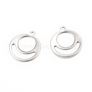 201 Stainless Steel Charms, Flat Round, Stamping Blank Tag, Stainless Steel Color, 18.5x16x0.5mm, Hole: 1.5mm(STAS-S054-33)