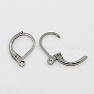 304 Stainless Steel, Leverback Earring Findings, with Loop, 15x10x2mm, Hole: 1.5mm(X-STAS-H010)