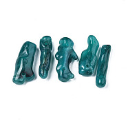 Acrylic Links, Imitation Gemstone Style, Two Tone Color, Nuggets, Teal, 35~42x9~21x8~12mm, Hole: 2mm, about 125pcs/500g(OACR-S017-56E)