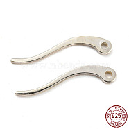 925 Sterling Silver Brass Earring Pins, Ear Stick with Hole, with S925 Stamp, Silver, 15x3x0.7mm, Hole: 0.8mm, Pin: 0.7mm(STER-Z004-05B)