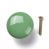 Round-shaped Porcelain Cabinet Door Knobs, Kitchen Drawer Pulls Cabinet Handles, with Iron Screws, Dark Sea Green, 28x38mm(FIND-Z004-17E)