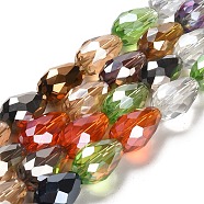 Faceted Teardrop Glass Beads Strands, Mixed Color, 15x10mm, Hole: 1mm, about 28pcs/strand, 16 inch(X-GS053-AB)