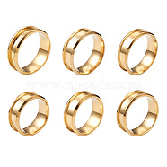Yilisi 6Pcs 6 Sizes Stainless Steel Grooved Finger Ring Settings, Ring Core Blank, for Inlay Ring Jewelry Making, 17mm/18mm/19mm/20mm/21mm/22mm, Golden, 1pc/size(STAS-YS0001-18G)