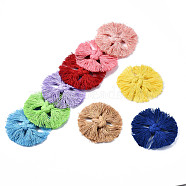 Polycotton(Polyester Cotton) Woven Pendant Decorations, Flat Round, Mixed Color, 52~55x7~8mm(FIND-S324-001)