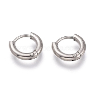 201 Stainless Steel Huggie Hoop Earrings, with 304 Stainless Steel Pin, Hypoallergenic Earrings, Ring, Stainless Steel Color, 10x2mm, 12 Gauge, Pin: 0.8mm(EJEW-O095-05-18)