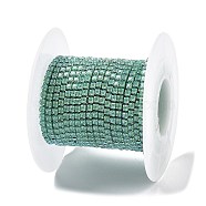 Iron Rhinestone Glass Cup Chain, with Spool, Light Azore, 2x2~2.5x2mm, about 16.40 Feet(5m)/Roll(CH-U001-01I)