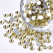 Glass Flat Back Rhinestone Cabochons, Back Plated, Faceted Half Round, Jonquil, SS16, 3.8~4x1.5mm, about 1440pcs/bag(RGLA-S002-16SS-34)