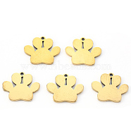 Vacuum Plating 304 Stainless Steel Charms, Laser Cut, Dogs Paw Print, Golden, 13x15x1mm, Hole: 1.2mm(STAS-N092-46G)