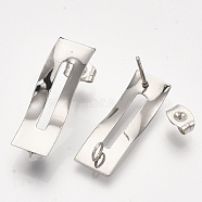 304 Stainless Steel Stud Earring Findings, with Loop and Ear Nuts/Earring Backs, Rectangle, Stainless Steel Color, 24.5x8mm, Hole: 2.5mm, Pin: 0.7mm(X-STAS-S079-53B)