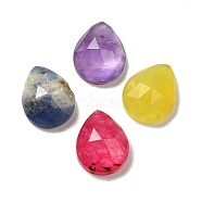 Natural Mixed Stone Cabochons, Teardrop, Faceted, Mixed Dyed and Undyed, 10x8x3.5mm(G-L514-03B)
