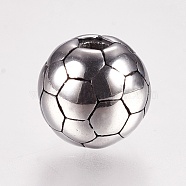 304 Stainless Steel Beads, FootBall/Soccer Ball, Antique Silver, 8mm, Hole: 2mm(STAS-I070-04AS)