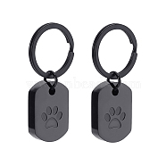 Rectangle with Paw Print 304 Stainless Steel Pet Memorial Urn Ashes Keychains, Electrophoresis Black, 5.5cm(STAS-WH0029-80EB)