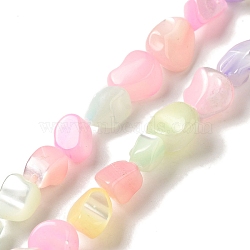 Rainbow Color Dyed Natural Freshwater Shell Beads Strands, Mixed Color, Nuggets, 4~7.5x4~12x4~4.5mm, Hole: 0.5mm, 15.83 inch(40.2cm)(SHEL-G018-02E)