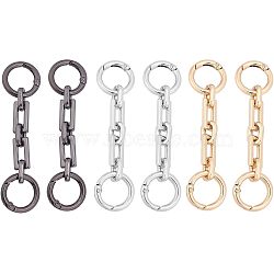 6Pcs 3 Colors Zinc Alloy Bag Extender Cable Chains, with Spring Ring Clasps, Bag Replacement Accessoies, Mixed Color, 9.9x1.05x1cm, 2pcs/color(FIND-FH0003-59)