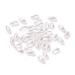 ABS Plastic Imitation Pearl Beads, Oval, White, 8x4mm, Hole: 1mm, about 5500pcs/ponud(KY-K002-03-8X4MM-A)