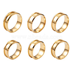 6Pcs 6 Sizes Stainless Steel Grooved Finger Ring Settings, Ring Core Blank, for Inlay Ring Jewelry Making, 17mm/18mm/19mm/20mm/21mm/22mm, Golden, 1pc/size(STAS-YS0001-18G)