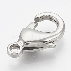 304 Stainless Steel Lobster Claw Clasps, teardrop, Stainless Steel Color, 12x7x3.5mm, Hole: 1.4mm(STAS-T033-25D)
