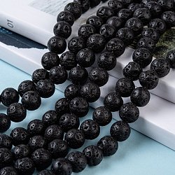 Natural Lava Rock Stone Bead Strands, Round, 8mm, Hole: 1mm, about 50pcs/strand, 15.7 inch(X-G-R193-18-8mm)