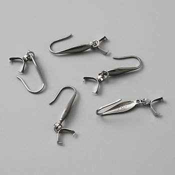 316 Stainless Steel Earring Hooks, with 304 Stainless Steel Snap on Bails, Stainless Steel Color, 31mm, 20 Gauge, Pin: 0.8mm and 0.5mm