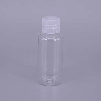 30ML Plastic Jar with Screw Top Cap, Refillable Bottle, Column, Clear, 78x29.5mm