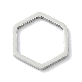 304 Stainless Steel Linking Rings, Hexagon, Stainless Steel Color, 12x13x1mm
