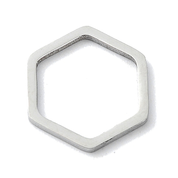 Non-Tarnish 304 Stainless Steel Linking Rings, Hexagon, Stainless Steel Color, 12x13x1mm